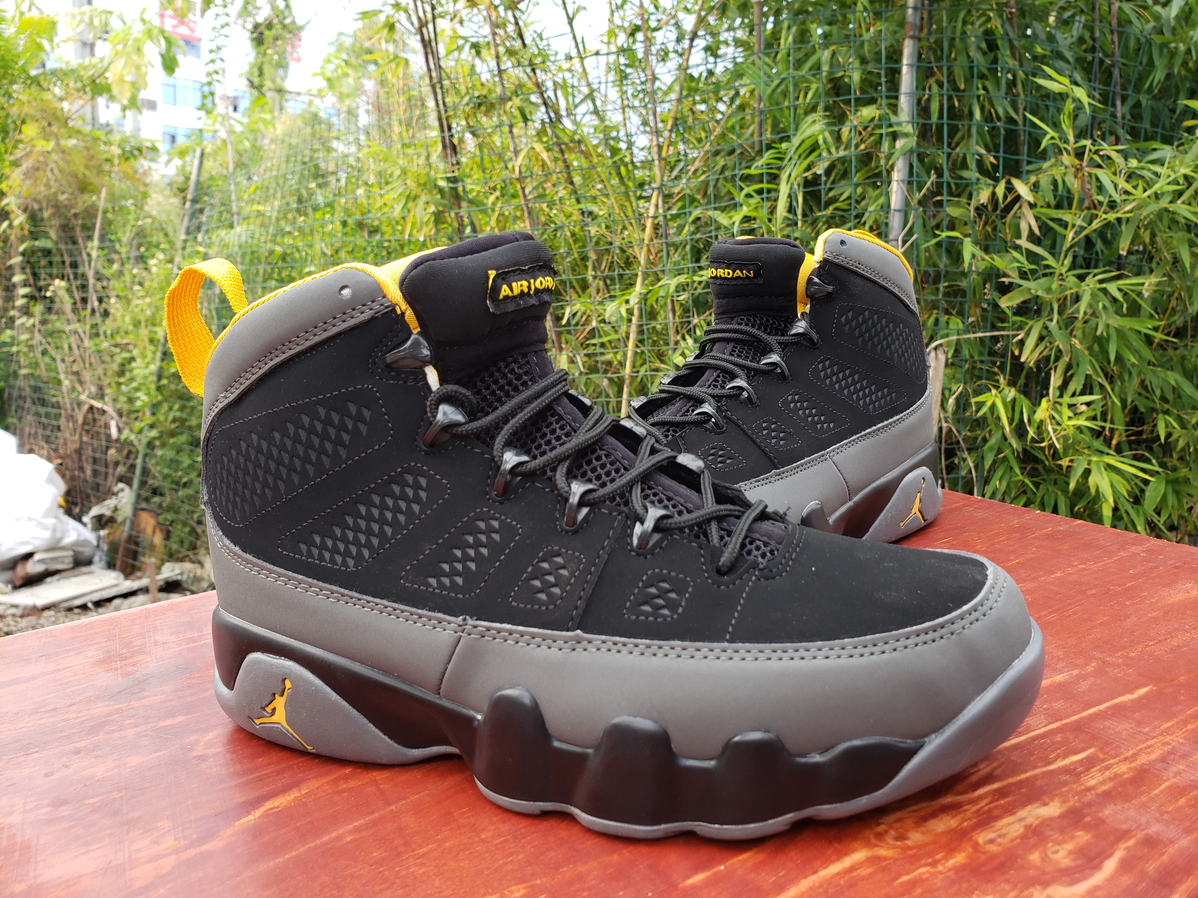 2020 Air Jordan 9 Retro Black Grey Yellow Shoes